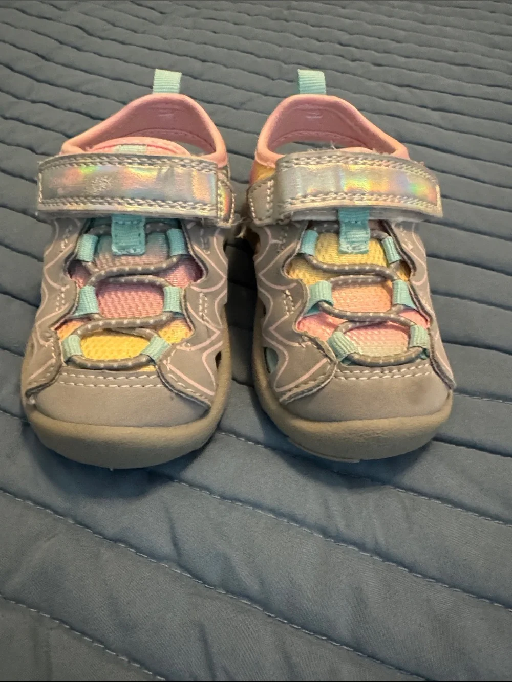 OshKosh B'gosh Pink, Gray and Teal Girls' Closed-Toe Sport Sandals